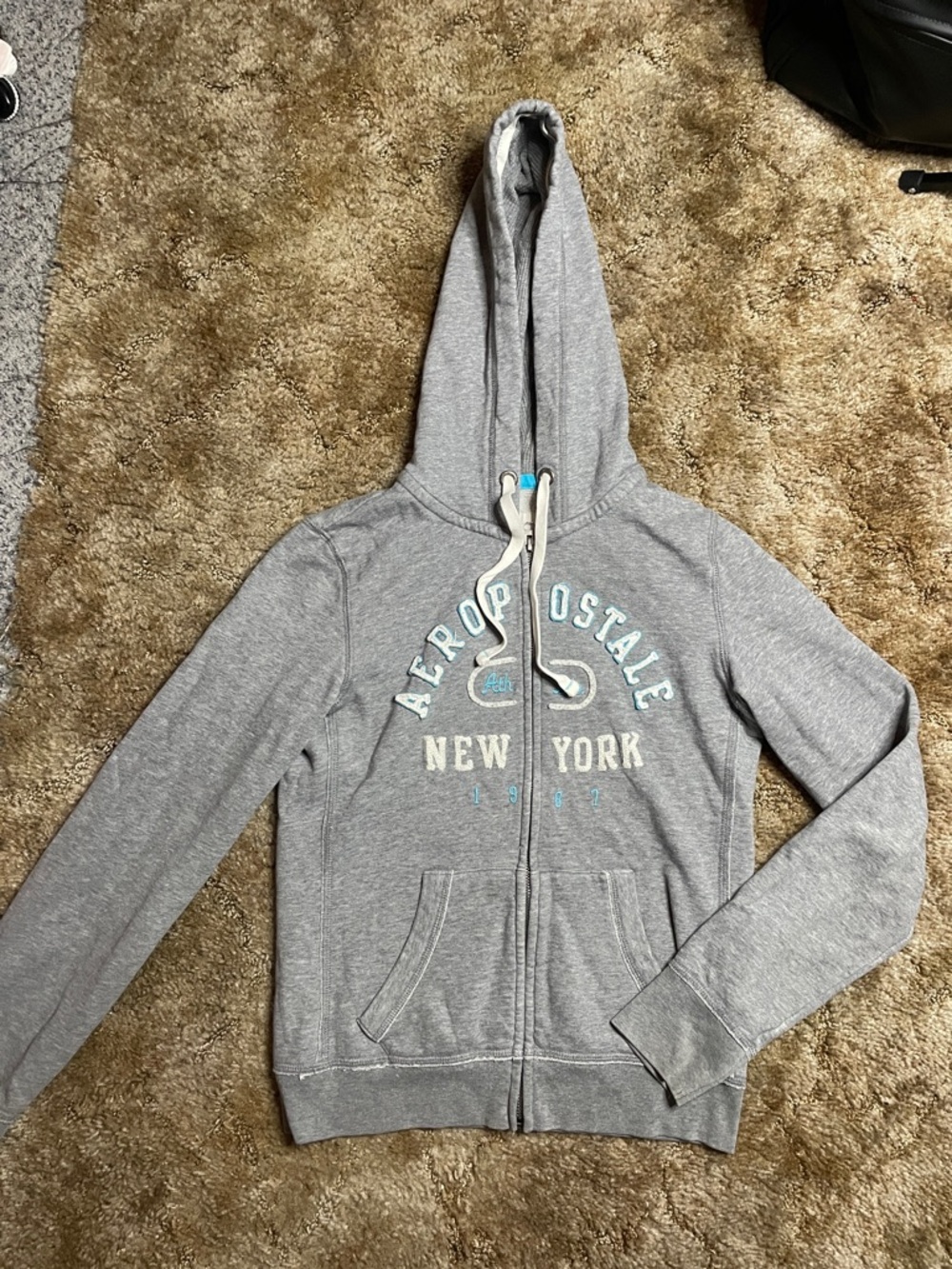 Aeropostale Gray Y2K 2000s Style Zip Up Jacket Size Medium